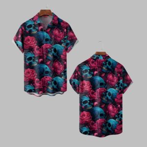 2025 Halloween Skulls Flowers Hawaiian Shirt 1 1