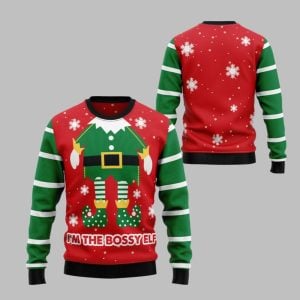 2025 Christmas Im The Bossy Elf Ugly Christmas Sweater 1 1