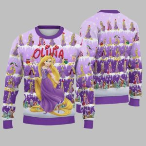 2025 Christmas Princess Rapunzel Cloudy Hair Movie Christmas Ugly Sweatshirt 1