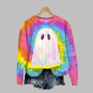 Women's 2025 Halloween Ghost Print Sweatshirt