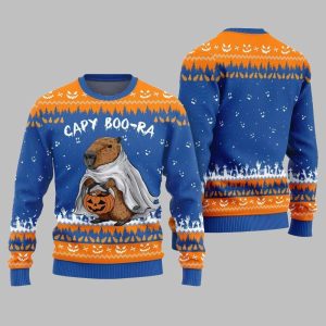 2025 Funny Capy Boo Ra Halloween Sweater 1