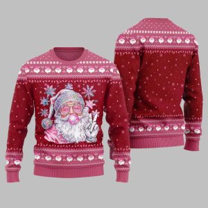 2025 Christmas Bubble Gum Santa Ugly Christmas Sweater 1