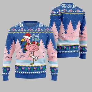 2025 Christmas Flamingo Break A Leg Ugly Christmas Sweater 1