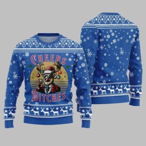 2025 Christmas Cheer Reindeer Bitches Ugly Christmas Sweater 1