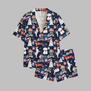 Christmas Dog Watercolor Christmas Holiday Gift Coquette Dog Pajama Set 1
