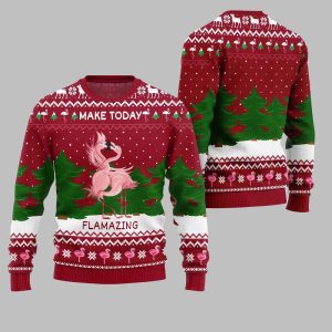 2025 Christmas Flamingo Make Today Flamazing Ugly Christmas Sweater 1