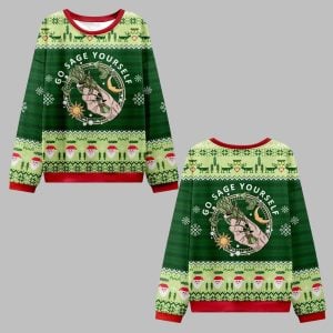 2025 Christmas Go Sage Yourself Ugly Christmas Sweater 0