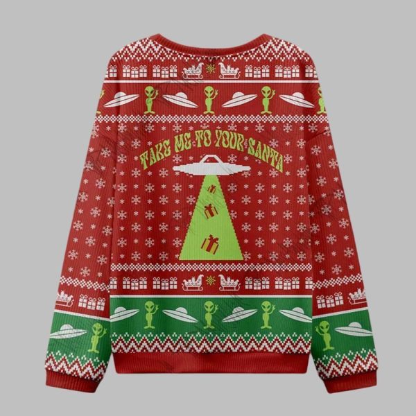 2025 Christmas Alien Believes in Santa Ugly Christmas Sweater 2