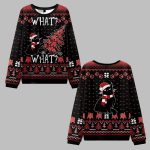 2025 Christmas Black Cat What What Ugly Christmas Sweater