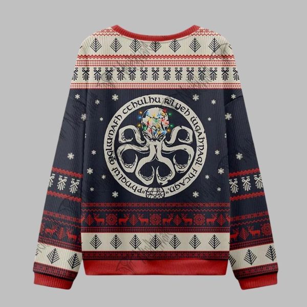 2025 Christmas Cthulhu Is Coming To Town Ugly Christmas Sweater 2