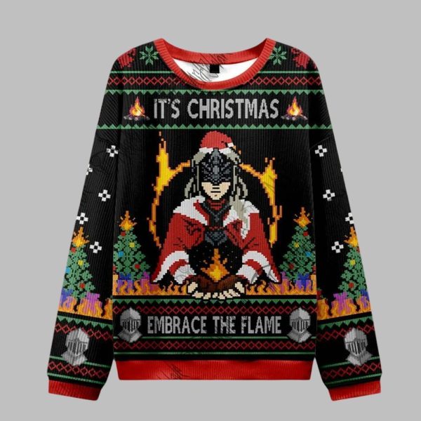 2025 Christmas Embrace the Flame Ugly Christmas Sweater 1