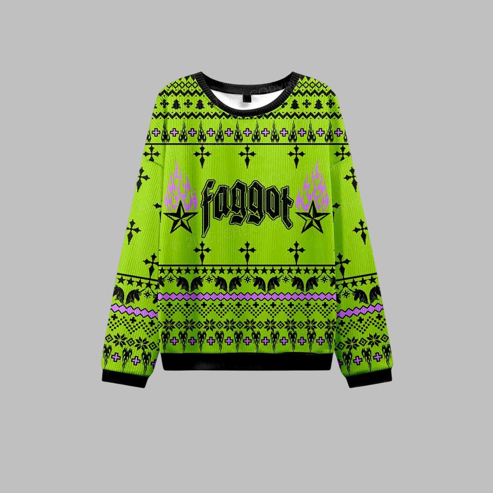 2025 Christmas Faggot Pride Ugly Christmas Sweater 2 2025 Christmas Faggot Pride Ugly Christmas Sweater 1
