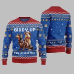 2025 Christmas Giddy Up Pick Up Your Feet Capybara Dachshund Ugly Christmas Sweater