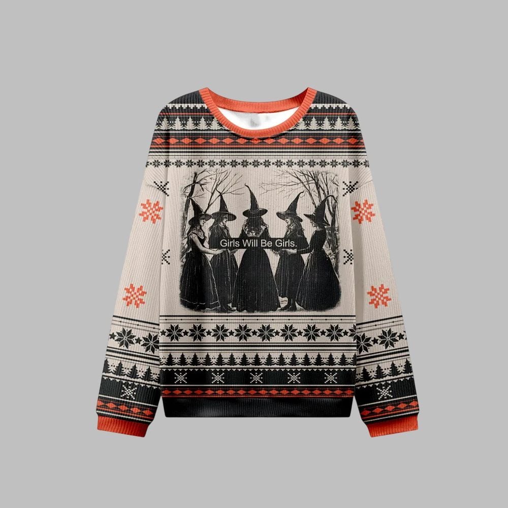 2025 Christmas Girls Will Be Girls Witch Ugly Christmas Sweater 2 2025 Christmas Girls Will Be Girls Witch Ugly Christmas Sweater 1