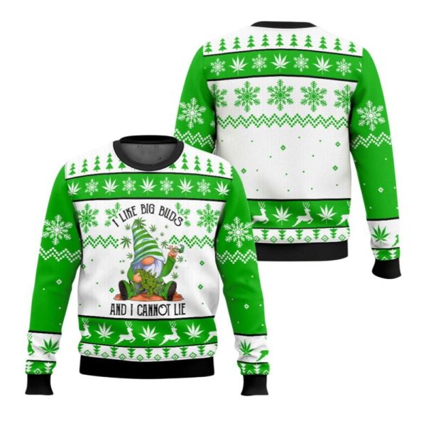 2025 Christmas Gnome I Like Big Buds And I Cannot Lie Ugly Christmas Sweater 1 2