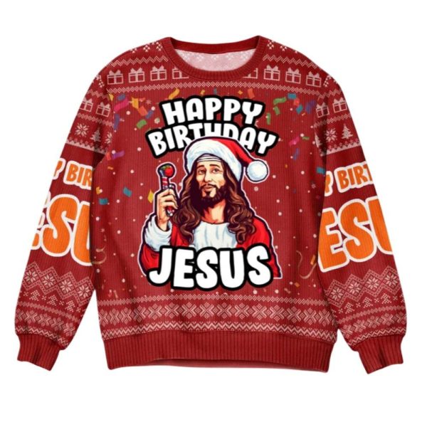 2025 Christmas Go Jesus Its Your Birthday Christmas Ugly Sweater 1 2