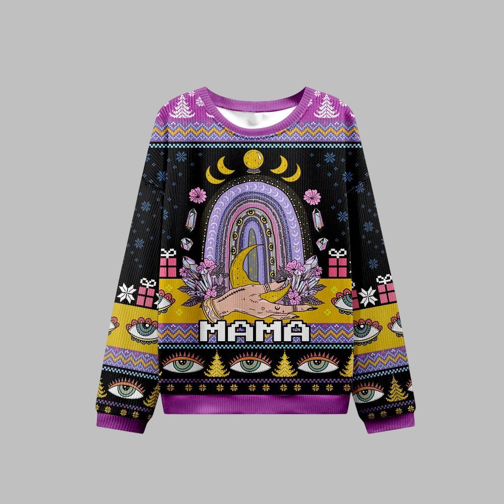 2025 Christmas Gothic Mama Rainbow Ugly Christmas Sweater 2 2025 Christmas Gothic Mama Rainbow Ugly Christmas Sweater 1
