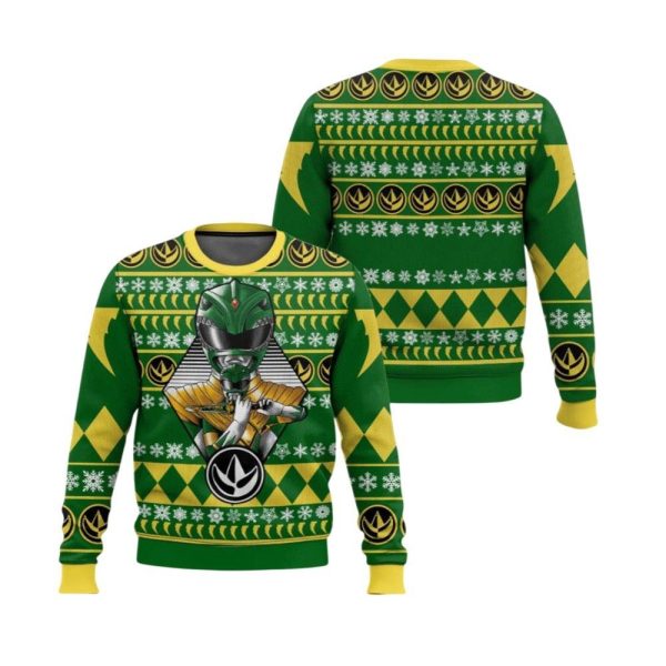 2025 Christmas Green Power Rangers Ugly Christmas Sweater 1 2