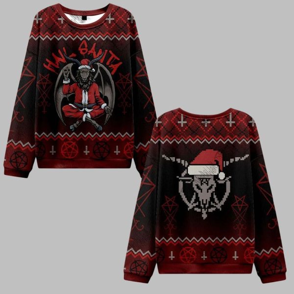 2025 Christmas Hail Santa Ugly Christmas Sweater 0