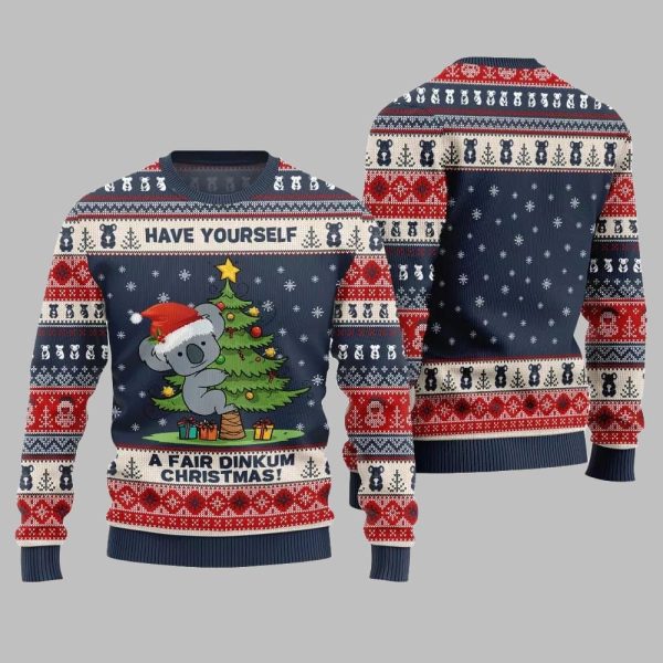 2025 Christmas Have Yourself A Fair Dinkum Christmas Ugly Christmas Sweater 5