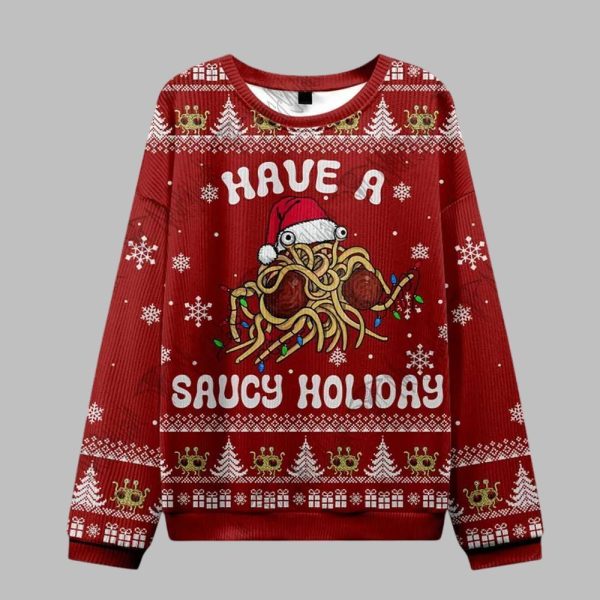 2025 Christmas Have a Saucy Holiday Ugly Christmas Sweater 1