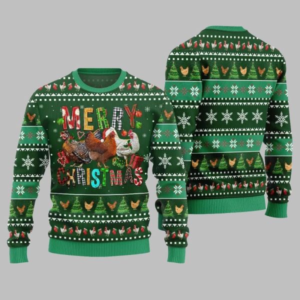 2025 Christmas Hilarious Farm Chicken Ugly Christmas Sweater 2