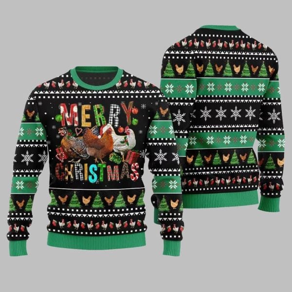 2025 Christmas Hilarious Farm Chicken Ugly Christmas Sweater 3