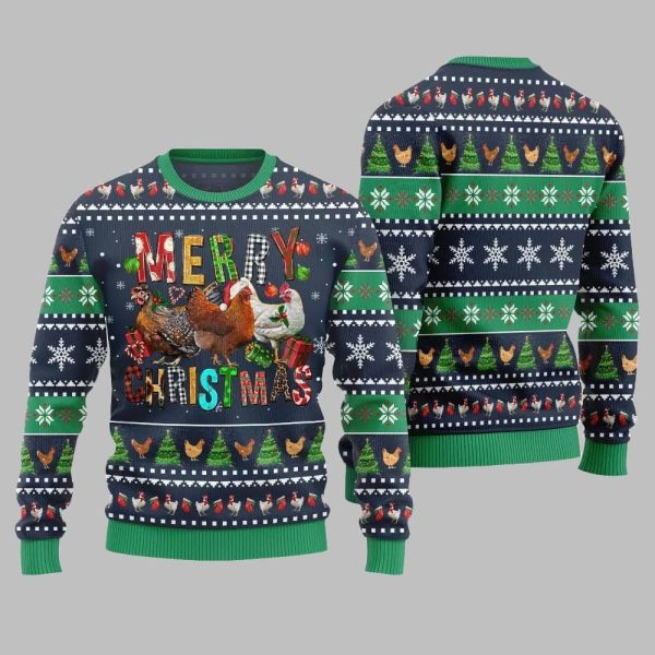 2025 Christmas Hilarious Farm Chicken Ugly Christmas Sweater 5