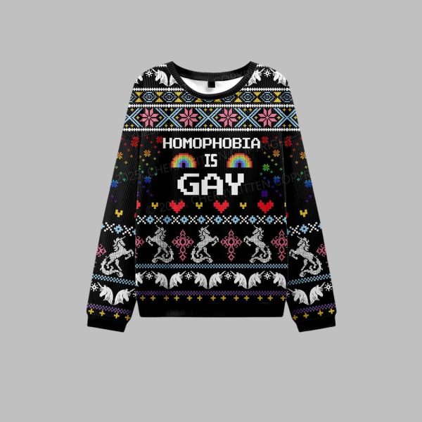 2025 Christmas Homophobia Is Gay Ugly Christmas Sweater 1