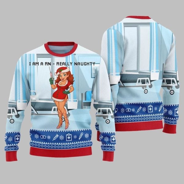 2025 Christmas I Am A RN Really Naughty Ugly Christmas Sweater 2