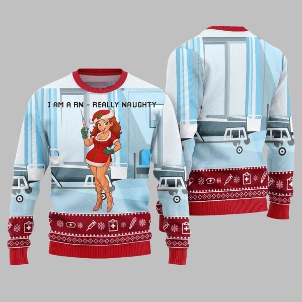 2025 Christmas I Am A RN Really Naughty Ugly Christmas Sweater 3