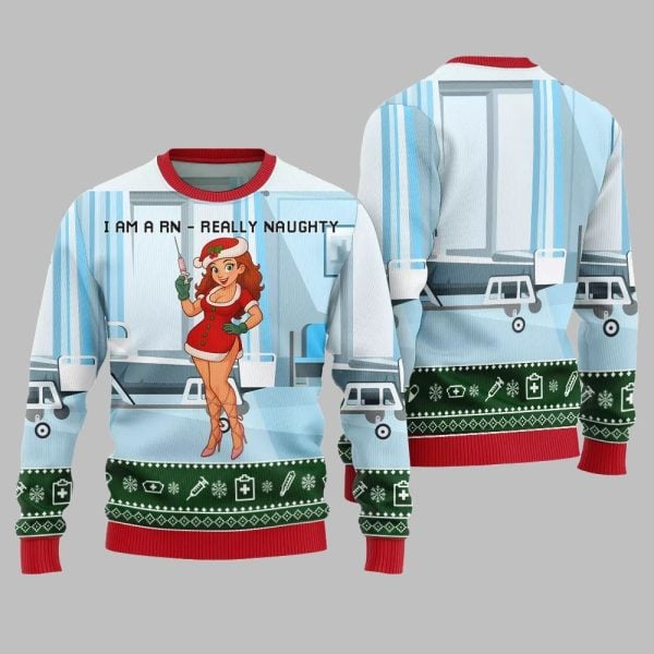 2025 Christmas I Am A RN Really Naughty Ugly Christmas Sweater 4