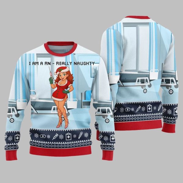 2025 Christmas I Am A RN Really Naughty Ugly Christmas Sweater 5