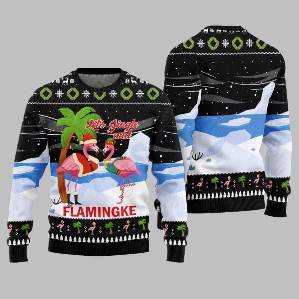 2025 Christmas Jingle And Flamingke Ugly Christmas Sweater 3