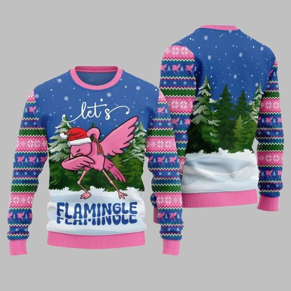 2025 Christmas Lets Flamingle Ugly Christmas Sweater 3