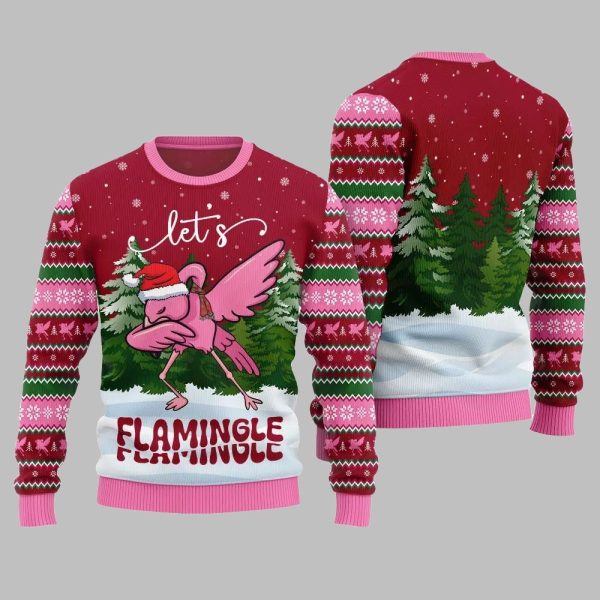 2025 Christmas Lets Flamingle Ugly Christmas Sweater 4