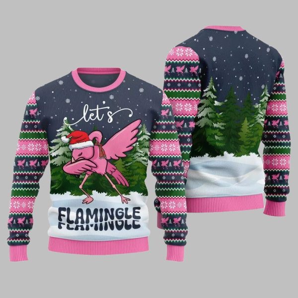 2025 Christmas Lets Flamingle Ugly Christmas Sweater 5