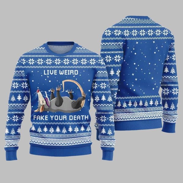 2025 Christmas Live Weird Fake Your Death Ugly Christmas Sweater 1