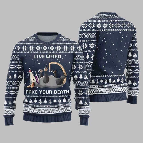 2025 Christmas Live Weird Fake Your Death Ugly Christmas Sweater 3