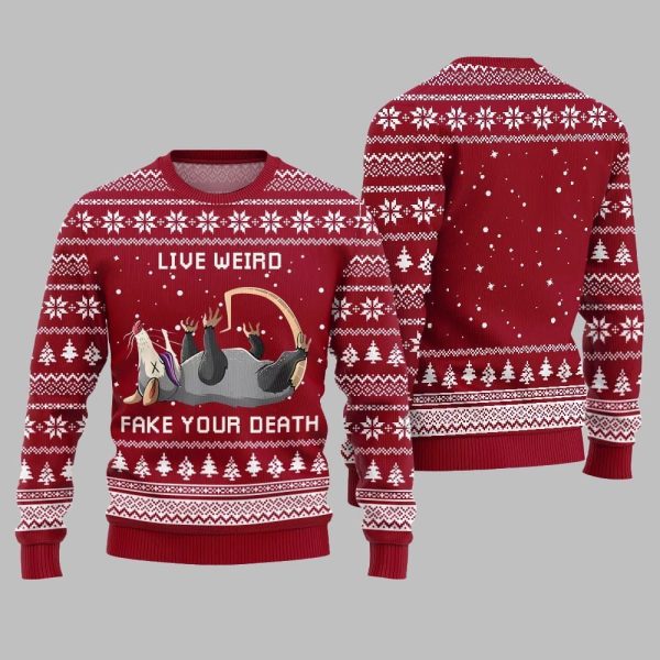 2025 Christmas Live Weird Fake Your Death Ugly Christmas Sweater 4