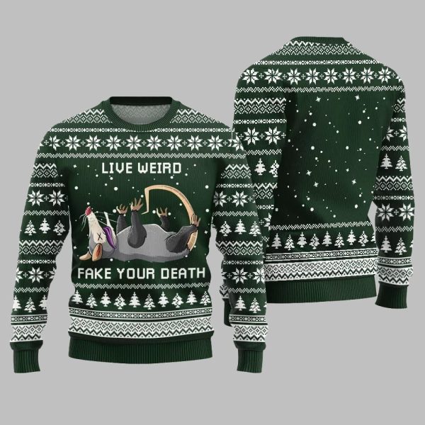 2025 Christmas Live Weird Fake Your Death Ugly Christmas Sweater 5