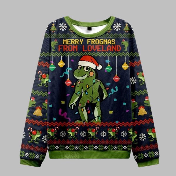 2025 Christmas Merry Frogmas from Loveland Ugly Christmas Sweater 1