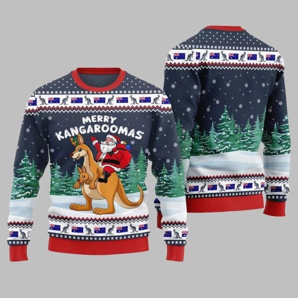 2025 Christmas Merry Kangaroomas Ugly Christmas Sweater 4