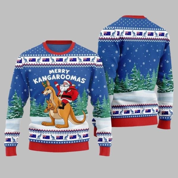 2025 Christmas Merry Kangaroomas Ugly Christmas Sweater 5