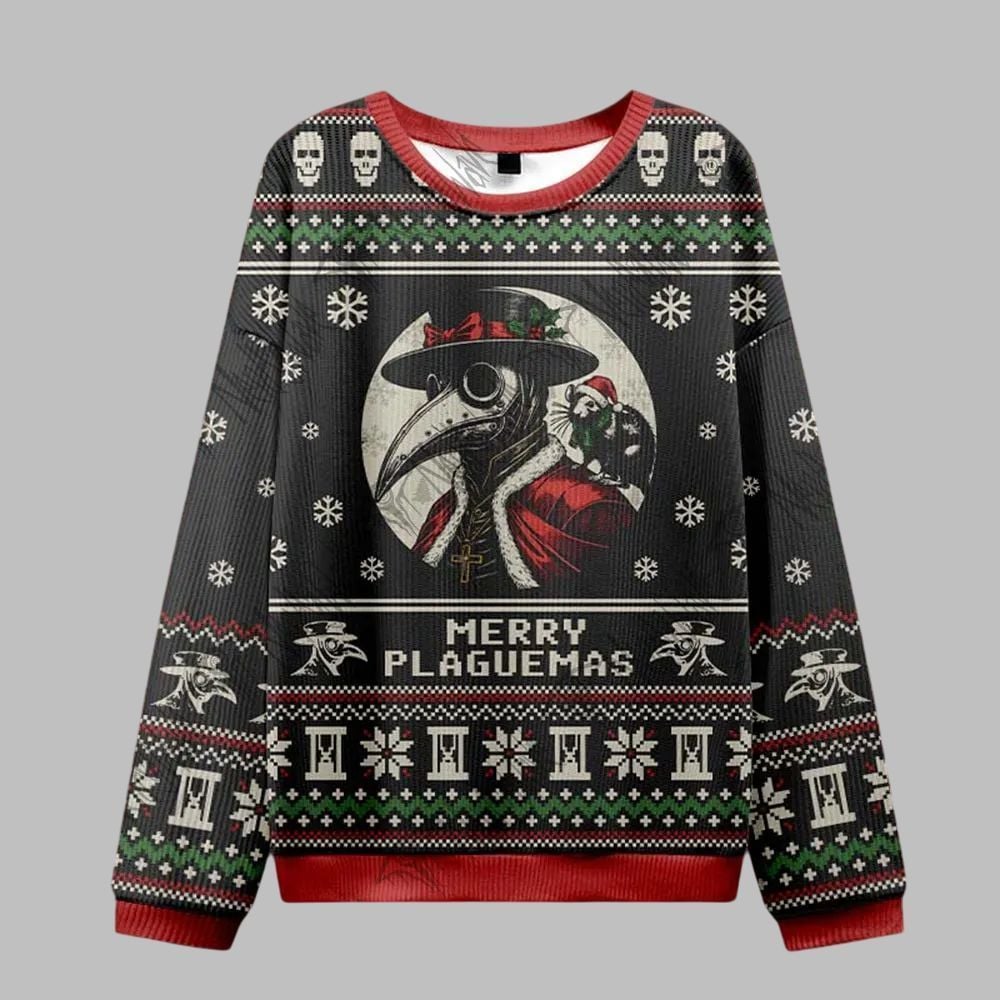 2025 Christmas Merry Plaguemas Ugly Christmas Sweater 2 2025 Christmas Merry Plaguemas Ugly Christmas Sweater 1