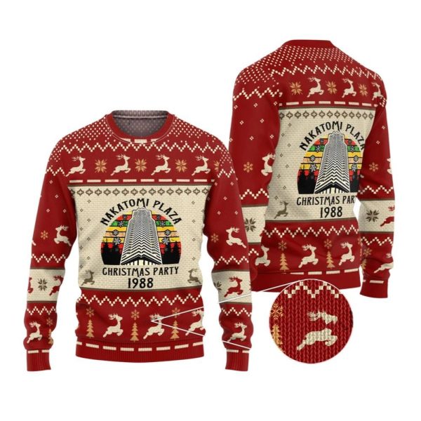 2025 Christmas Nakatomi Plaza Christmas Party 1988 Vintage Ugly Christmas Sweater 1 2