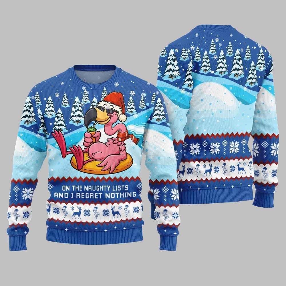 2025 Christmas Naughty List Flamingo Ugly Christmas Sweater 1 2025 Christmas Naughty List Flamingo Ugly Christmas Sweater 1