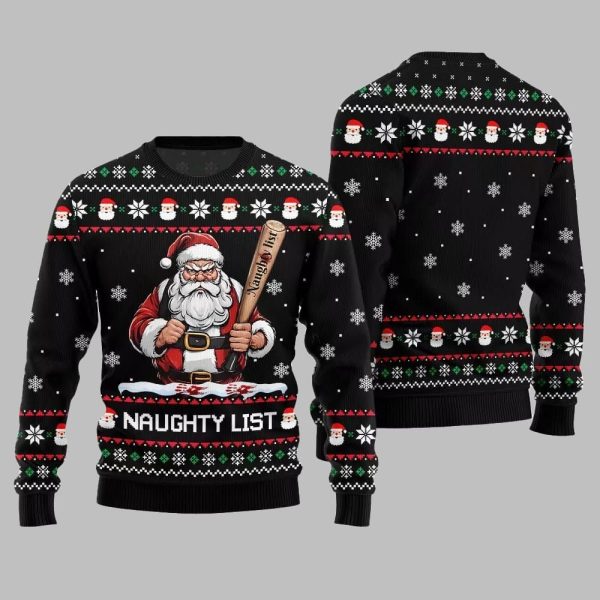 2025 Christmas Naughty List Santa Ugly Christmas Sweater 2