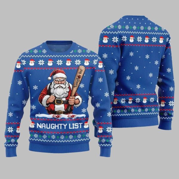 2025 Christmas Naughty List Santa Ugly Christmas Sweater 3