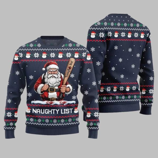 2025 Christmas Naughty List Santa Ugly Christmas Sweater 5